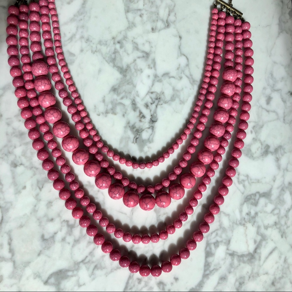 BaubleBar Globe Multi-strand Beaded Necklace Pink